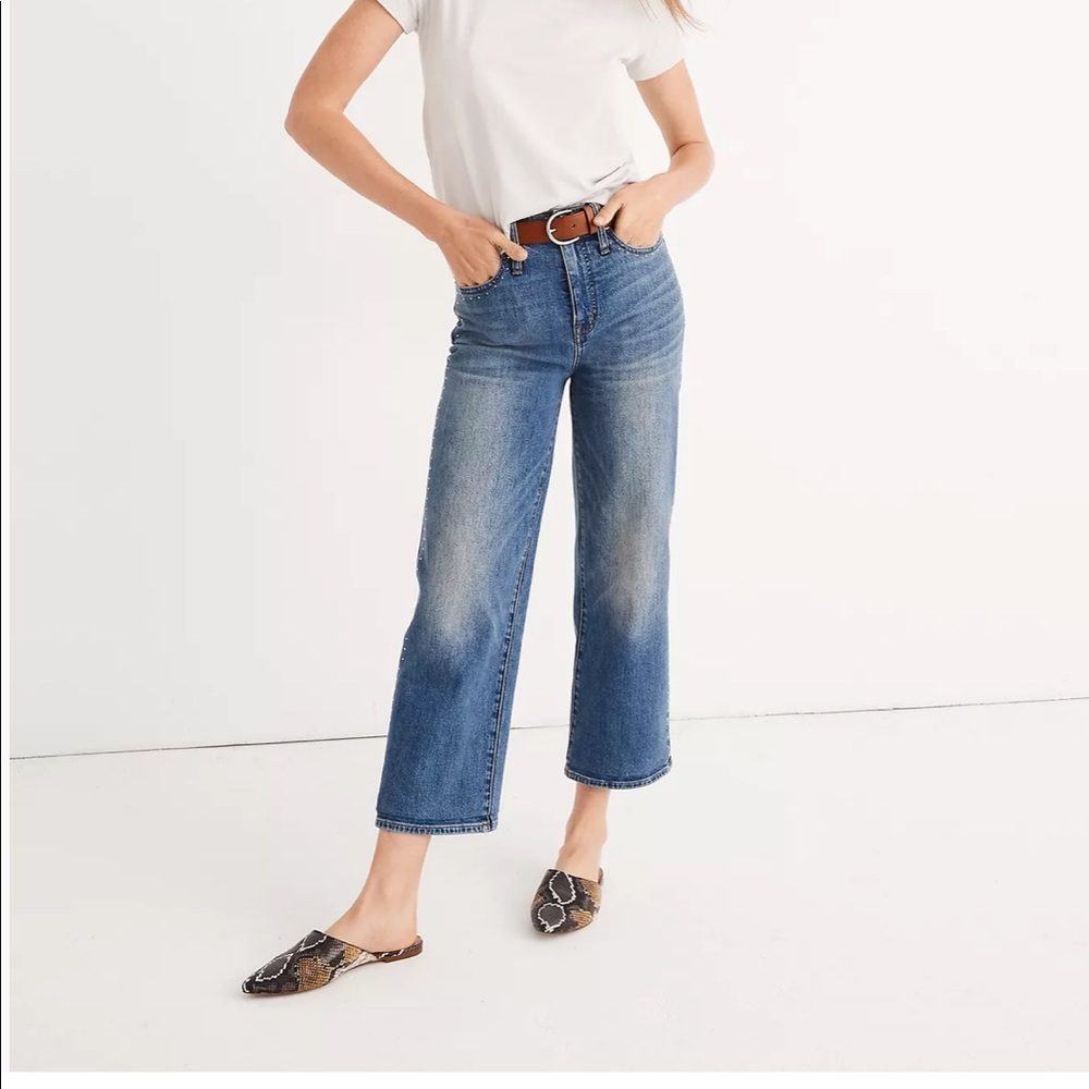 Madewell slim wide leg jeans: stud edition
